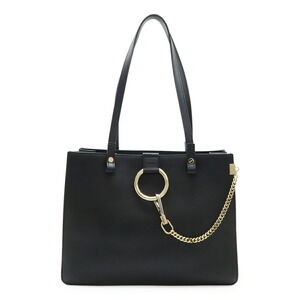 Chloe FAYE Shoulder Bag Tote leather suede black ring chain gold